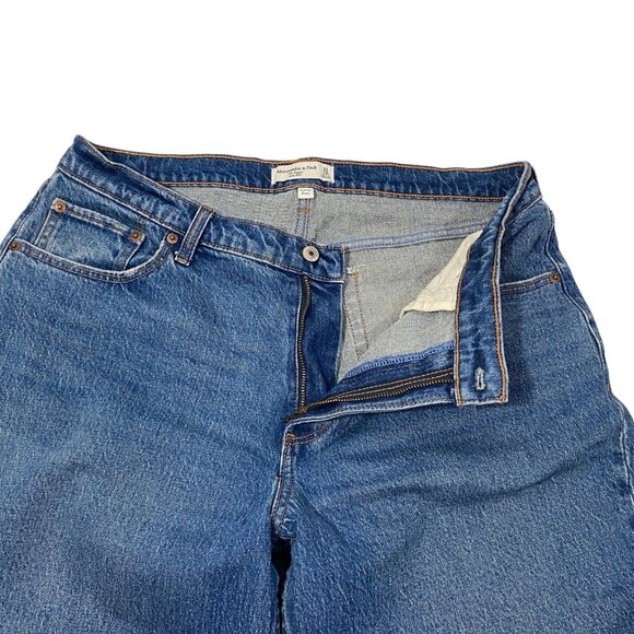 Abercrombie & Fitch Curve Love Baggy Low Rise Jeans Size 31/12 Blue Denim - Picture 6 of 12